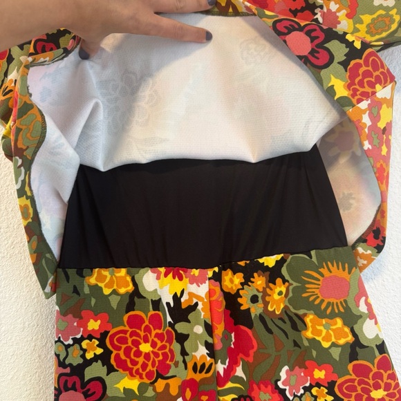Zara Trafaluc Floral Romper in Green & Orange Small - Picture 5 of 14
